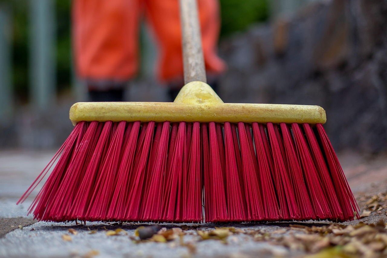 broom, cleaning, sweep, outdoors, street, pavement, urban cleaning, closeup, broom, broom, broom, broom, broom, sweep, sweep